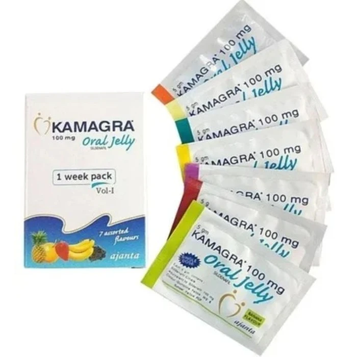 Kamagra Oral Jelly 100mg flavoured sildenafil sachets packaging